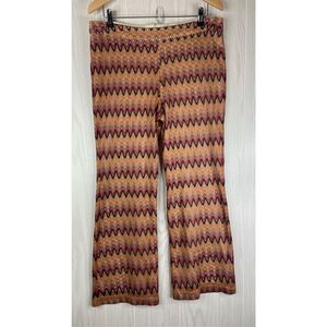 Monte Women's Multicolor Chevron Lined Pull On Isa Crop Pants Size L NWT